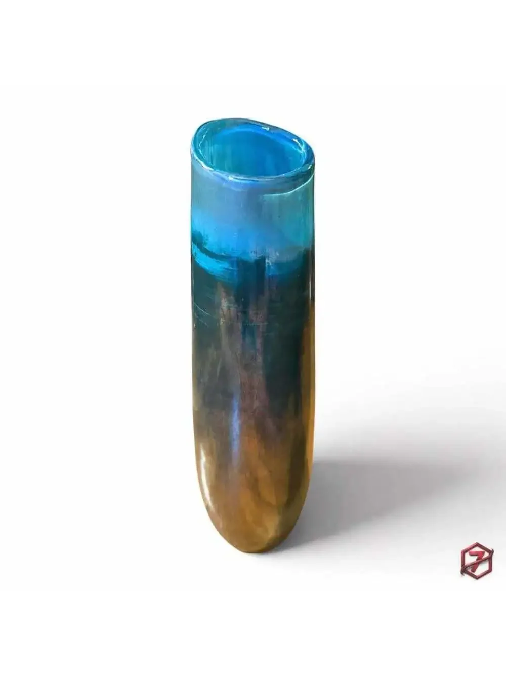 🌊 West Elm Decorative Glass Vase ✨ Blue & Smoky Metallic Gray Art Glass Style